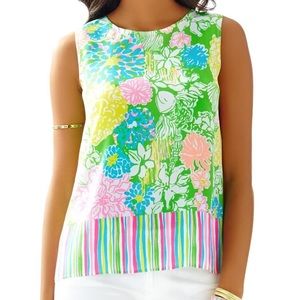 Lilly Pulitzer Green Multi Floral Sleeveless Shell